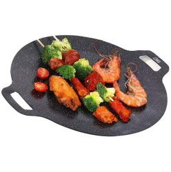 Plita Japoneza Rotunda SIKS Cu Manere Placa Grill Antiaderenta Pluristratificata Diametrul 36 cm Negru 