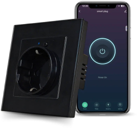 Priza inteligenta iUni SS1 WiFi 16A Monitorizare consum Smart Life / Tuya APP Compatibila Alexa/Google Assistant Black 