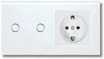 Intrerupator touch dublu si Priza Rama sticla securizata iUni 2Y LED 