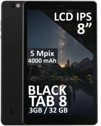8" Blow BlackTAB8 4G 32GB 3GB RAM Unisoc Tiger T310 Quad-core, Wi-Fi BT Android 14, Black - imagine 1