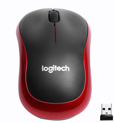 Mouse Wireless Logi tech M185 Design Ergonomic 10m 1000DPI USB Negru/Rosu