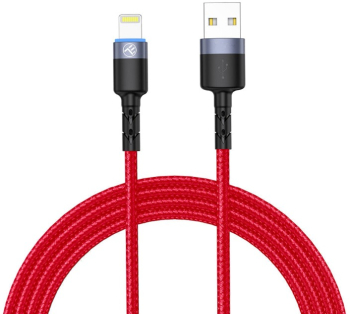 Cablu Tellur Lightning cu LED 3A nailon 1.2m rosu