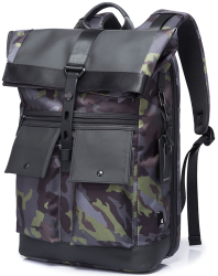 Rucsac laptop 15.6 smart casual design pelerin expandabil impermeabil BANGE 48x30x17cm Army 