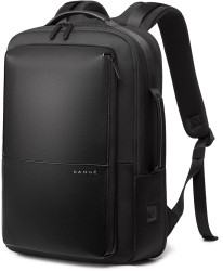 Rucsac laptop 15.6 smart casual expandabil cu insertie de piele ecologica port de incarcare USB si jack audio BANGE 43x31x16 cm Negr 
