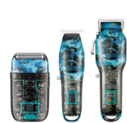 Set complet Ras & Tuns - 3x Aparat Profesional VGR V-645 - Afisaj Digital Li-ion 300 min Viteze Reglabile Reincarcabil USB Folie Titan 