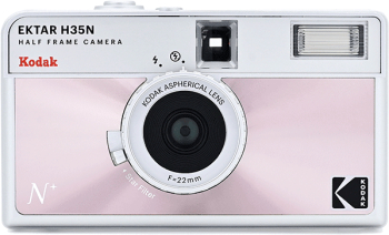 Aparat foto analogica pe film 35mm 135 + lampa Half Frame KODAK H35N roz si gri 