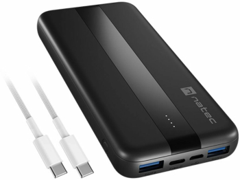 Baterie externă Natec 10000 mAh 20 W negru USB-C USB-A x 2