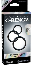 Inel Penis Silicone 3-Ring Stamina Set Black 