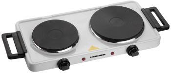Plita electrica dubla HEINNER HDHP-KH2500WH 2500 W 2 plite din fonta 18.5 cm + 15.5 cm Termostat ajustabil Protectie supraincalzire Alb