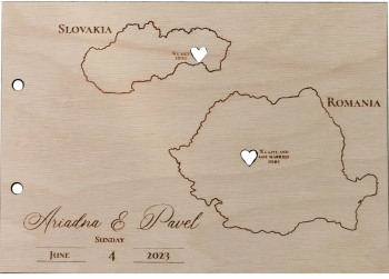 Album Foto GuestBook Nunta HH1644 Personalizat din lemn Locul Nasterii 30 x 21 cm 