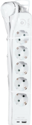 Prelungitor Logilink LPS280U 5 prize 1x USB-C 1x USB-A 17W intrerupator protectie la suprasarcina IP20 H05VV-F 3G 1.5 mm&sup2 1.5
