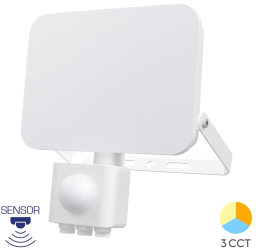 PROIECTOR LED SLIM 30W 3in1 + SENZOR IP54 ALB