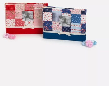 Album Patchwork 60 coli 22x27cm personalizabil foto autoadezive textil Albastru 