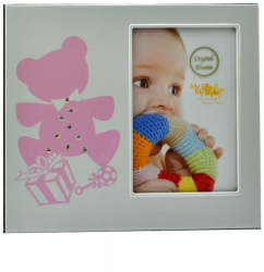 Rama foto metalica Baby Teddy III format 10x15 Roz 