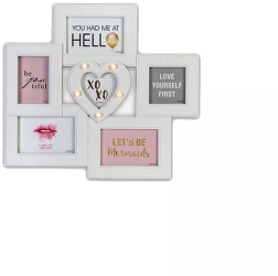 Rama foto multipla Hart First cu 5 LED-uri 6 fotografii alb 