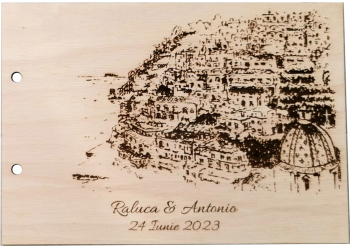 Album Foto GuestBook Nunta HH1642 Model Oras Personalizat din lemn 30 x 21 cm 