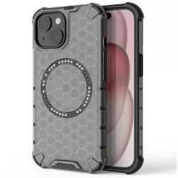 Husa transparenta pentru iPhone 15 - Techsuit HoneyComb Shield MagSafe - Black