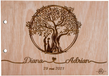 Album Foto de Nunta Personalizat din lemn GuestBook Copacul Vietii 30 cm x 21 cm 