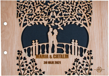 Album Foto de Nunta Personalizat din lemn GuestBook Indragostiti 30 cm x 21 cm 