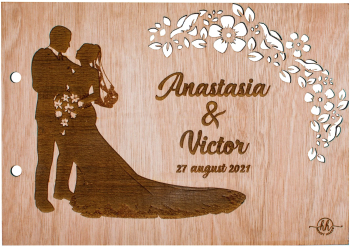 Album Foto de Nunta Personalizat din lemn GuestBook Mire si Mireasa 30 cm x 21 cm 