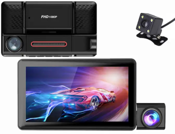 Camera Auto Tripla XH-208 Ecran LCD de 4 G Senzor Unghi 170 grade Detectare a miscarii Monitorizare parcare Slot card 