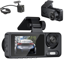 Camera Auto Tripla Y15 Ecran IPS de 2 Full HD Unghi 170 grade G Senzor Detectarea miscarii Night Vision Slot SD Card 
