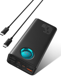 Acumulator extern Baseus Amblight Digital Display Fast Charge 26800mAh Negru + Cablu USB-C 100W 1m 