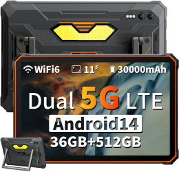 Tableta 10.95" Blackview Active 10 Pro Rugged 5G 512GB 12GB RAM Multi-touch, Cortex A78 Octa Core 2.5GHz, Wi-Fi Bluetooth, Android 14, Orange