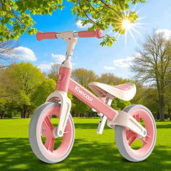 Bicicleta de echilibru pentru copii 80-110 cm inaltimea scaunului si a ghidonului reglabile roti din spuma EVA roz pudrat