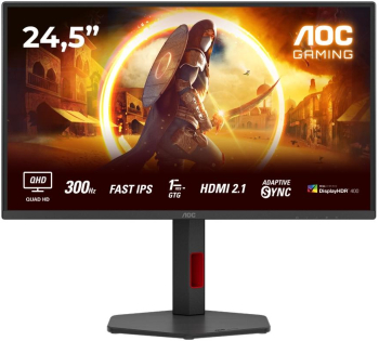 Monitor Gaming Fast IPS LED AOC 24.5" Q25G4SR QHD (2560 x 1440) HDMI DisplayPort Boxe Pivot 300 Hz 0.3 ms Resigilat