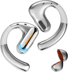 Casti Open-Ear OneOdio OpenRock Pro TWS Bluetooth 5.2 IPX5 Silver casti bluetooth earbuds