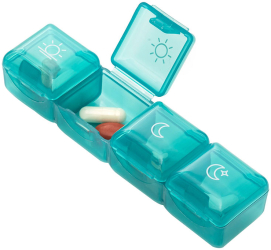 Organizator pentru medicamente Vitammy Pilla 1 x 4 cu 4 compartimente design compact si portabil 