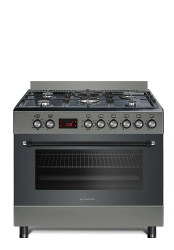 Aragaz Studio Casa Nando Graphite Grey Clasa A 5 zone de gatit gaz 90 cm Timer digital Grill electric Aprindere electrica Gri 