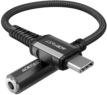 Acefast - Audio Cable Adapter C1-07 - Type-C to Jack 3.5mm Female Hi-Fi DAC Digital Decoding Nylon Braid 0.18m - Black