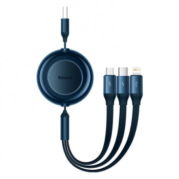 CABLU alimentare și date Baseus Bright Mirror 2 One-for-three Retractable pt. smartphone USB la Micro-USB+Lightning +USB Type-C 3.5A 1.1m a