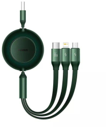 CABLU alimentare și date Baseus Bright Mirror 2 Retractable 3-in-1 pt. smartphone USB la Micro-USB+Lightning+USB Type-C 66W 1.1m verde C