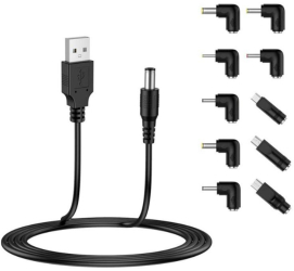 Kit încărcare - Cablu + 10 adaptoare USB la DC Techsuit ChargeNest AC21 negru