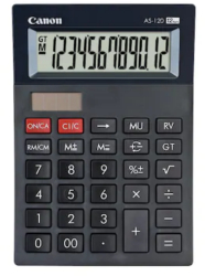Calculator de birou CANON AS-120 II ecran 12 digiti alimentare solara si baterie negru 4722C003AA timbru verde 0.18 lei