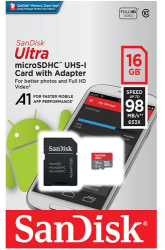 Card de memorie SanDisk Ultra MicroSDHC 16GB UHS-I Class 10 98MB / s + Adaptor 
