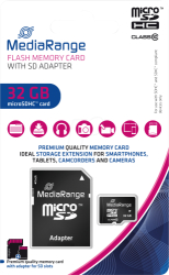 MediaRange Micro SDHC 32GB Class 10 with SD adapter MR959 timbru verde 0.03 lei