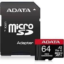 MEMORIE MICROSD ADATA Endurance 64 GB MicroSDHC clasa 10 standard UHS-I U1 AUSDX64GUI3V30SHA2-RA1 timbru verde 0.03 lei 