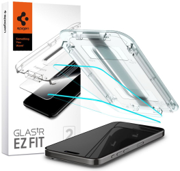 Folie iPhone 15 Pro Spigen Glas.tR EZ Fit transparenta Pachet 2buc.