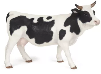 Papo figurina vacuta cu blana alba si neagra 