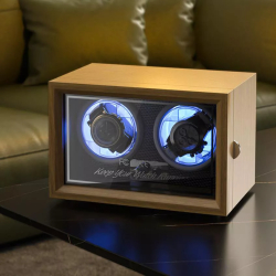 Cutie întors ceasuri automatice AB Luxury Concept® Watch Winder 2 compartimente lumini LED design modern și elegant 5 moduri 4 programe de rotație finisaj lemn