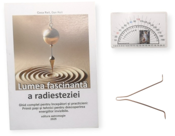 Kit Cartea Lumea fascinanta a radiesteziei ansa din cupru si raportor