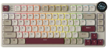 Tastatura Gaming Royal Kludge N80 Brown Switch iluminare RGB Wired Wireless 2.4Gzh Bluetooth (Crem/Visiniu)