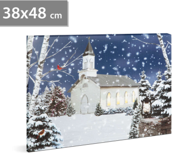 Peisaj de iarna - LED - cu agatatoare 2 baterii AA - 38 x 48 cm 58473 
