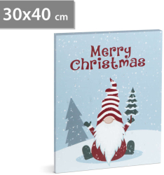 Tablou de Craciun - LED - cu agatatoare 2 baterii AA - 30 x 40 cm 58463 