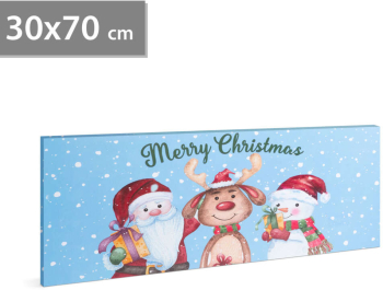 Tablou de Craciun - LED - cu agatatoare 2 baterii AA - 70 x 30 cm 58464 