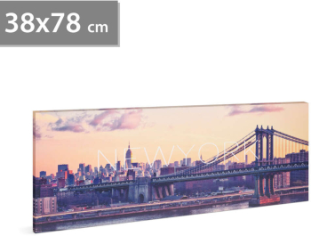 Tablou decorativ cu LED - &bdquo New York&rdquo - 2 x AA 38 x 78 cm 